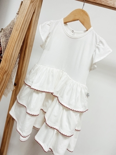 Pronta entrega - Vestido Mullet babados off picueta vermelho botao pérola - comprar online