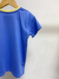 Imagem do Pronta entrega - Camiseta kids manga curta blue what makes you happy detalhe gola