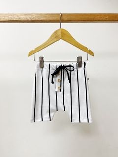 Pronta entrega - Bermuda Saruel botões em madeira listra retro - comprar online