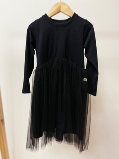 Pronta entrega - Vestido Mullet kids manga longa saia tule preto - loja online