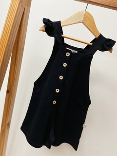 Pronta entrega - macaquinho botões alça babado preto