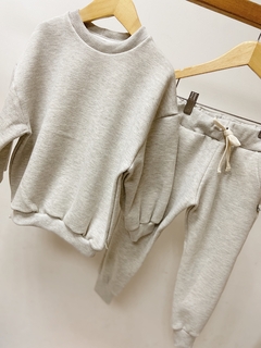 Imagem do Pronta entrega - Conjunto moletom oversized + calça jogger peluciado grosso mescla banana