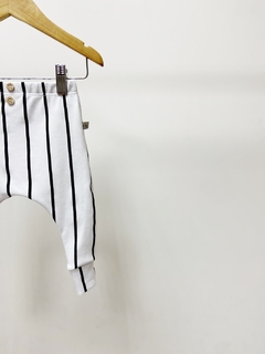 Pronta entrega - calça baby harém botões madeira estampado listra retro - comprar online
