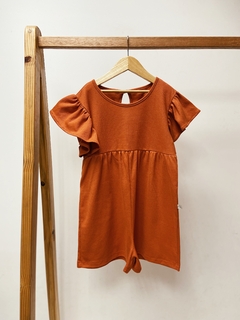 Pronta entrega - macaquinho manga babado kids block telha - comprar online