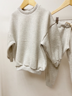 Pronta entrega - Conjunto moletom oversized + calça jogger peluciado grosso mescla banana na internet