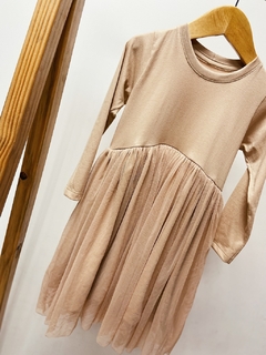 Pronta entrega - Vestido Mullet kids manga longa saia tule preto - comprar online