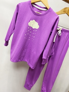 Pronta entrega - Pijaminha longo grape estampa NUVEM brilha no escuro - You Boy Kids