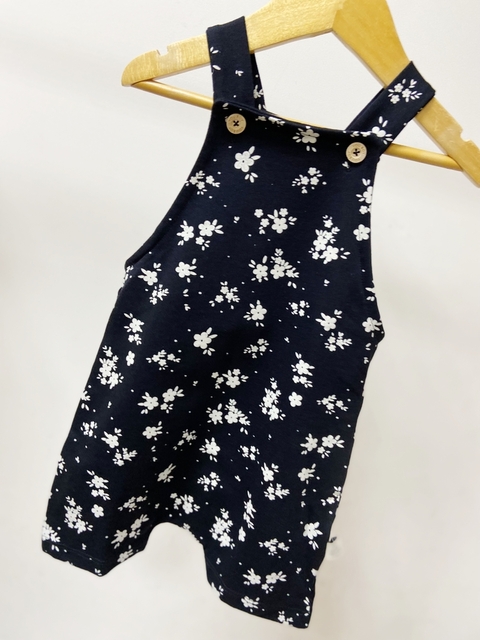 Pronta entrega - jardineira baby floral moletinho