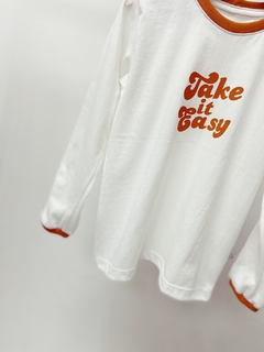 Pronta entrega - Camiseta manga longa off take it easy detalhe punho manga - You Boy Kids