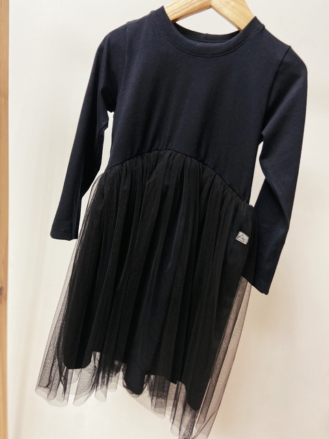 Pronta entrega - Vestido Mullet kids manga longa saia tule preto