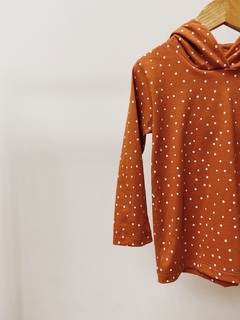 Pronta entrega - Camiseta kids manga longa com capuz mini bolinhas na internet