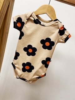 Pronta entrega - Body manga curta flores estamparia digital