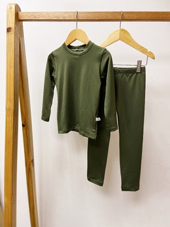 Pronta Entrega - Conjunto térmico confort flanelado verde cactus
