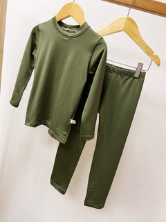 Pronta Entrega - Conjunto térmico confort flanelado verde cactus - You Boy Kids