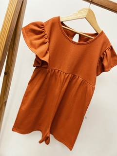 Pronta entrega - macaquinho manga babado kids block telha