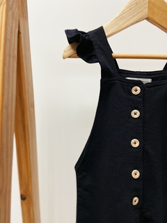 Pronta entrega - macaquinho botões alça babado preto - You Boy Kids