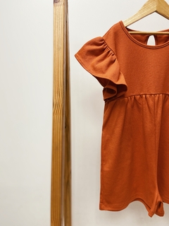 Pronta entrega - macaquinho manga babado kids block telha na internet