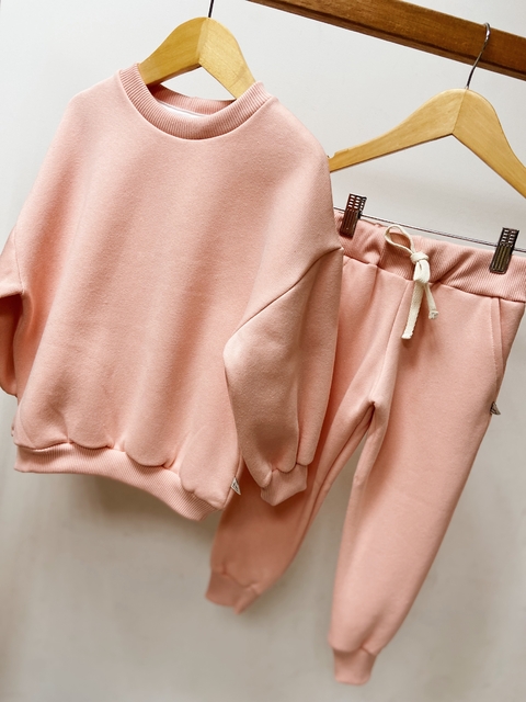 Pronta entrega - Conjunto moletom oversized + calça jogger peluciado grosso peace