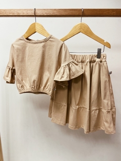 Pronta entrega - conjunto cropped + Saia midi kids babado na internet