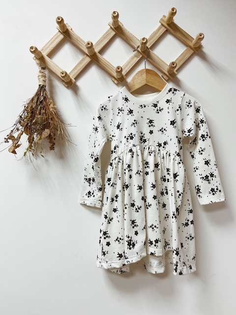 Pronta entrega - Vestido Mullet manga longa floral preto - comprar online