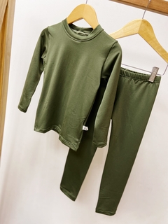 Pronta Entrega - Conjunto térmico confort flanelado verde cactus - comprar online