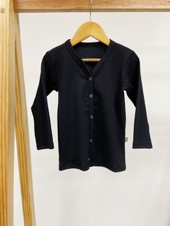 PRONTA ENTREGA - CARDIGAN Kids CANELADO LISO BASICS Preto