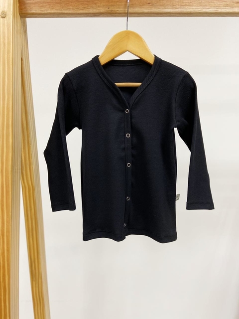 PRONTA ENTREGA - CARDIGAN Kids CANELADO LISO BASICS Preto
