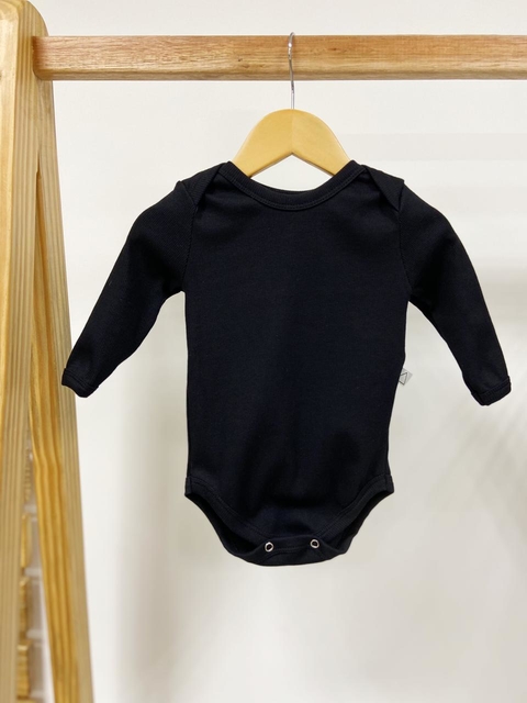 Pronta Entrega - Body manga longa canelado preto