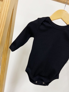 Pronta Entrega - Body manga longa canelado preto - You Boy Kids