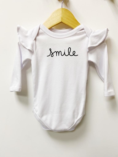 Pronta Entrega - Body manga longa Babado Smile branco