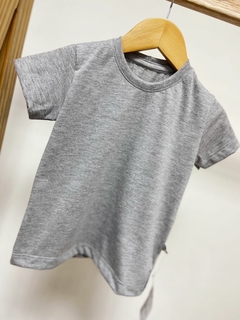 Pronta entrega - Camiseta manga curta kids liso basics cinza mescla