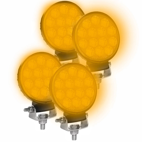 Faro Led 42w Antiniebla Luz Color Ambar Amarilla Naranja X 4