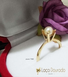 Anel Solitário com Pérola Ouro 18k - comprar online
