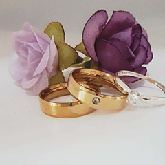 Par Aliança Casamento Ouro 18k Quina Quebrada - ALO05 - comprar online