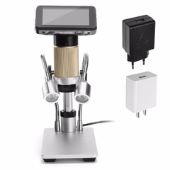 Câmera de microscópio digital adsm201, microscópio hdmi 3mp 1080 para reparo de pcb, us110v/eu220v, luzes duplas uv, filtro, suporte de metal - TUDO PRA MULTIMIDIA