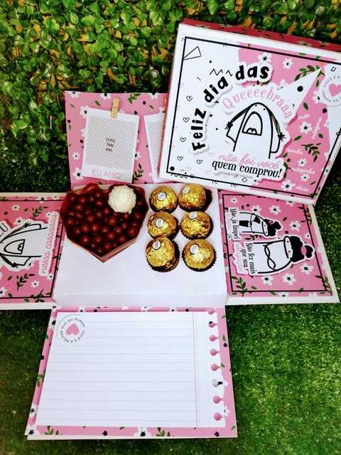 caixa explosão Flork coração 6 doces rosa
