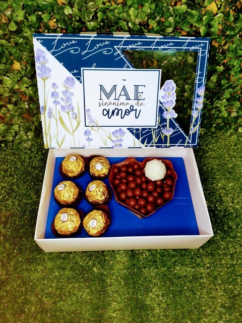 Caixa coração 6 doces azul