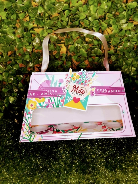 Caixa Bolsinha 4 doces florida com lilas