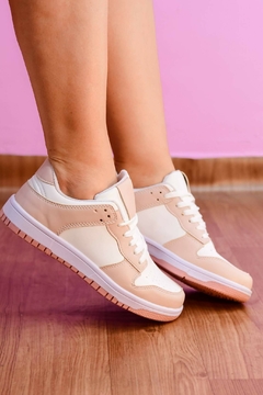Tênis Jenifer Dunk Rosê e Branco - Doce Sapato