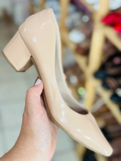 Scarpin Basic Salto Bloco Nude Rosado