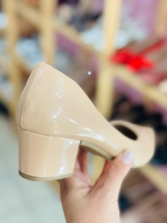 Scarpin Basic Salto Bloco Nude Rosado - Doce Sapato