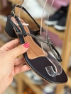 Sandália Nicole Strass Saltinho Bloco Preta