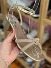 Sandália Cloe Nozinho Strass Salto Bloco Dourada - comprar online