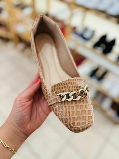 Mocassim Croco Nude Natural Corrente Dourada na internet