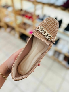 Mocassim Croco Nude Natural Corrente Dourada - comprar online