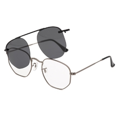 Armação de Grau | Hexagonal Grafite Clipon 2 em 1 - comprar online