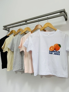 Remera de algodón corta NARANJA (Talle Aprox. S/M) - comprar online