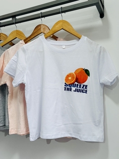 Remera de algodón corta NARANJA (Talle Aprox. S/M) en internet