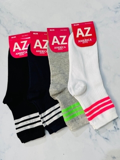 (PACK x3) Medias tenis de algodón rayadas y lisas - tienda online