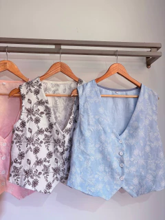 Chaleco lino cey estampado - comprar online